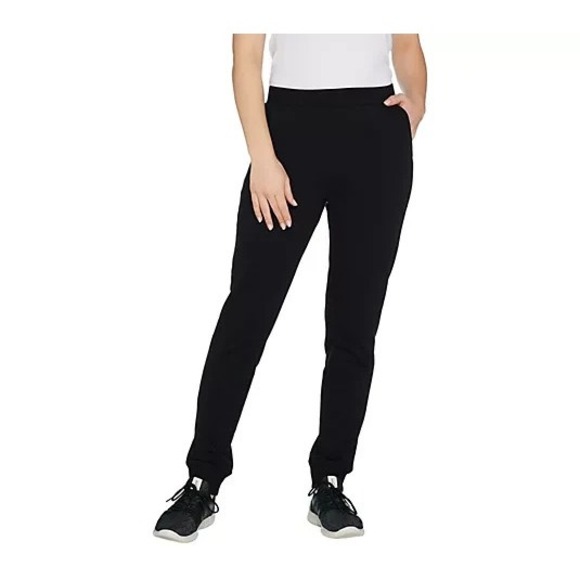 Denim & Co. Pants - Denim & Co. Active Petite Pull-On French Terry Jogger Pants Black: PS #32"